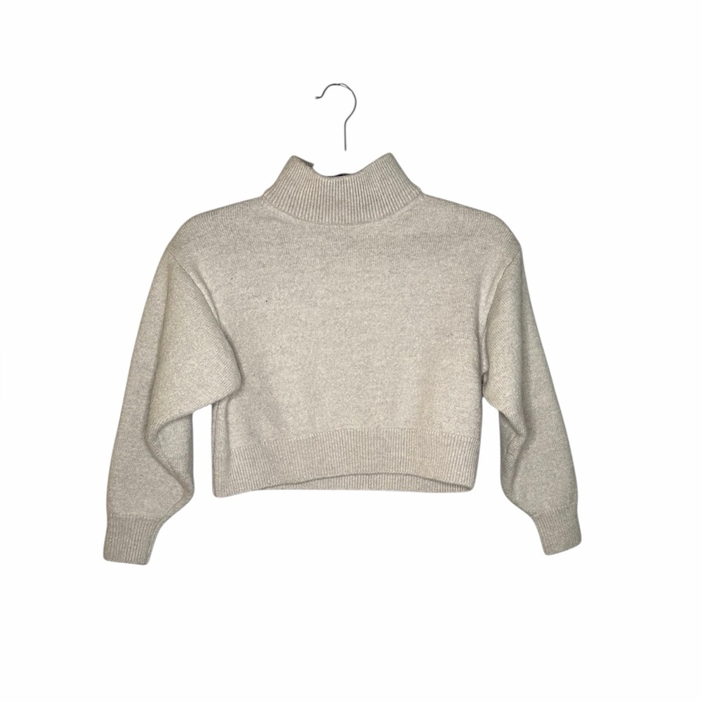 Aritzia Wilfred Free Womens Harper Knit 100% Merino Wool Turtleneck Crop Sweater - Picture 2 of 6